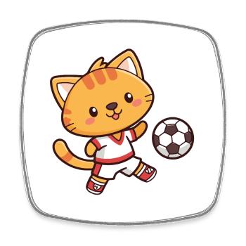 Kitten Football Cartoon in Aktion - Viereckiger Kühlschrankmagnet - Weiß - Vorne