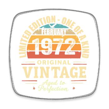 Februar 1972 Geburtstagsgeschenk Februar 1972 - Viereckiger Kühlschrankmagnet - Weiß - Vorne