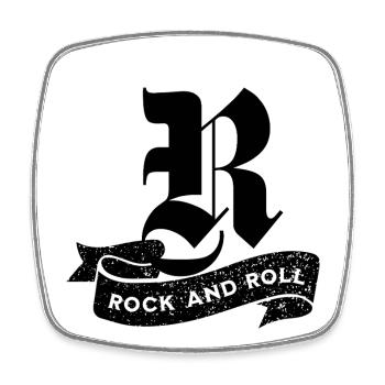 Rock'n'Roll-Kippentext - Viereckiger Kühlschrankmagnet - Weiß - Vorne
