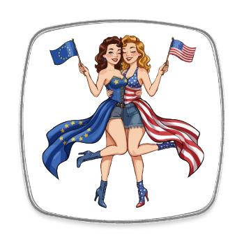 Friends of Europe and America - Square fridge magnet - white - Front
