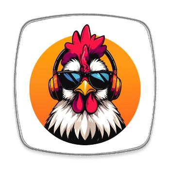 Motif de poulet cool avec lunettes de soleil casque - Magnet carré - blanc - Devant
