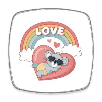 Koala Amour Arc-en-Ciel Coeur - Magnet carré - blanc - Devant