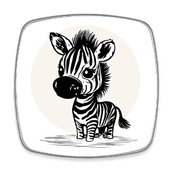 Süßes Zebra – Niedliches Tiermotiv - Viereckiger Kühlschrankmagnet - Weiß - Vorne