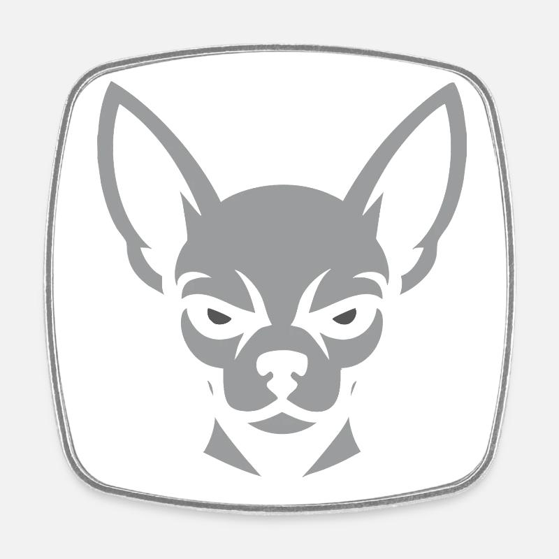 Chihuahua silhouette with stern look - Square fridge magnet - white