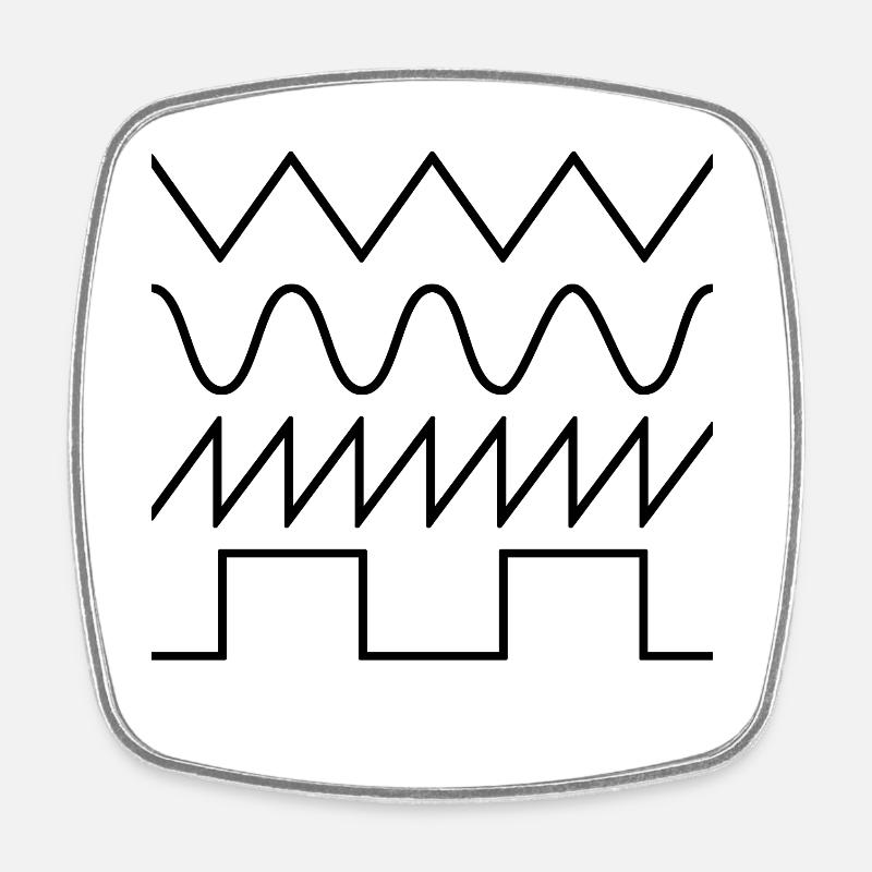 Synthesizer Waveforms (police noire) #2 - Magnet carré - blanc