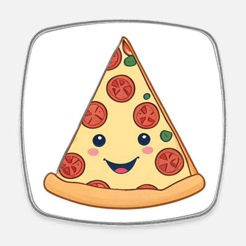 Cozy pizza slice - Square fridge magnet - white