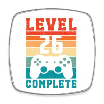 26. Geburtstag Level 26 Complete 26 Jahre Gamer - Viereckiger Kühlschrankmagnet - Weiß - Vorne