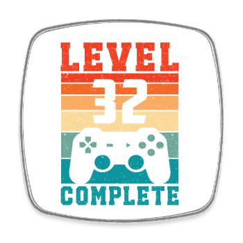 32nd Birthday Level 32 Complete 32 Years Gamer - Square fridge magnet - white - Front