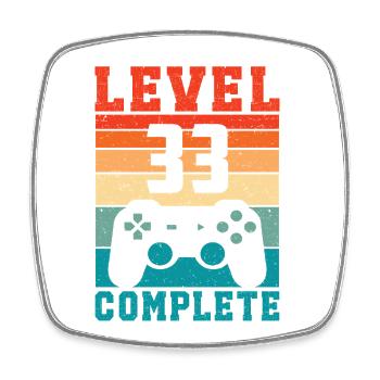 33. Geburtstag Level 33 Complete 33 Jahre Gamer - Viereckiger Kühlschrankmagnet - Weiß - Vorne