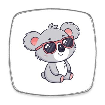 Koala Cool Pink Brille - Viereckiger Kühlschrankmagnet - Weiß - Vorne