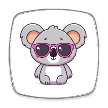 Koala Funk Pink Brille - Viereckiger Kühlschrankmagnet - Weiß - Vorne