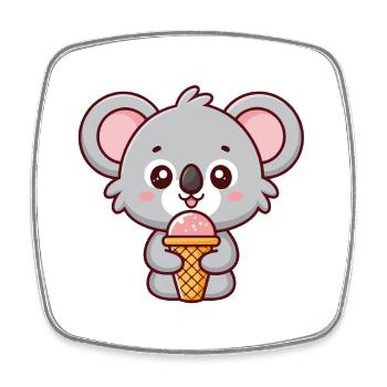 Koala gourmand à la glace pastel - Square fridge magnet - white - Front