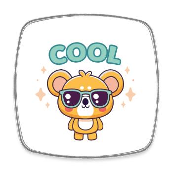 Coole Teddybär-Retro-Brille - Viereckiger Kühlschrankmagnet - Weiß - Vorne