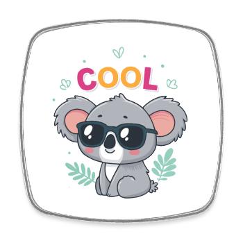 Koala Cool in Gläsern und Pastell - Viereckiger Kühlschrankmagnet - Weiß - Vorne
