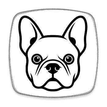 Tête de Frenchie Bulldog Français - Magnet carré - blanc - Devant