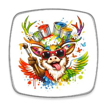 Creative Deer Art Illustration - Square fridge magnet - white - Front