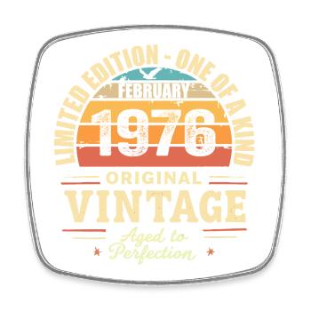 Cadeau d’anniversaire de février 1976 Février 1976 - Magnet carré - blanc - Devant