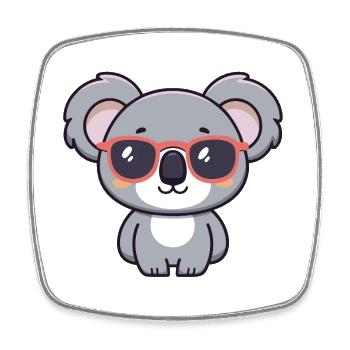Koala mignon lunettes rose rétro - Magnet carré - blanc - Devant