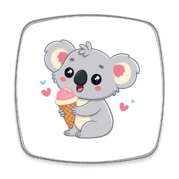 Koala gourmand pastel avec glace - Square fridge magnet - white - Front