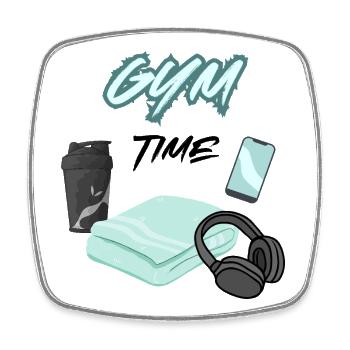 GYM TIME - Viereckiger Kühlschrankmagnet - Weiß - Vorne
