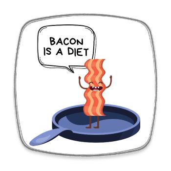 Humor-Speck-Diät - Viereckiger Kühlschrankmagnet - Weiß - Vorne