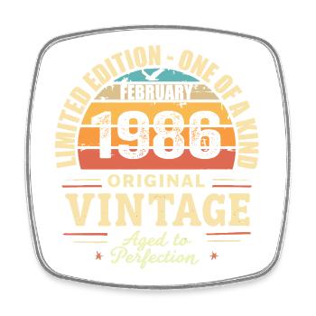 Februar 1986 Geburtstagsgeschenk Februar 1986 - Viereckiger Kühlschrankmagnet - Weiß - Vorne