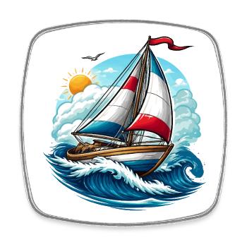 Segelboot  - Viereckiger Kühlschrankmagnet - Weiß - Vorne