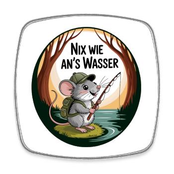 Nix wie An's Wasser Angeln mit Opa Mäuschen - Viereckiger Kühlschrankmagnet - Weiß - Vorne