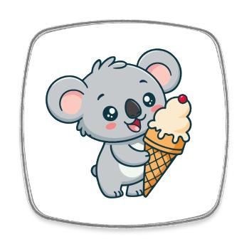 Koala Gourmand Crème Glacée - Magnet carré - blanc - Devant