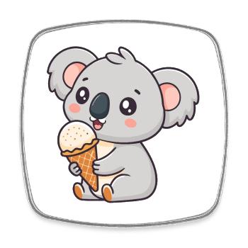 Koala Gourmand Crème Glacée - Square fridge magnet - white - Front
