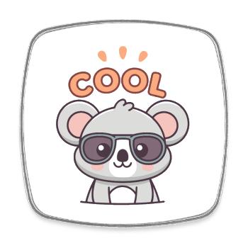 Koala Cool mit dunkler Brille - Viereckiger Kühlschrankmagnet - Weiß - Vorne