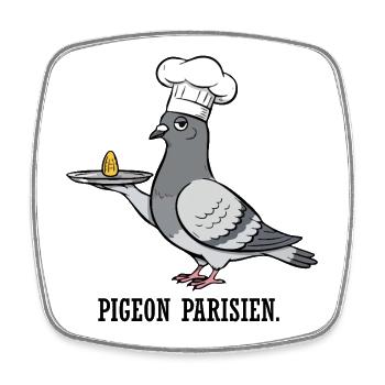 Pigeon Parisien Chef de Cuisine - Magnet carré - blanc - Devant