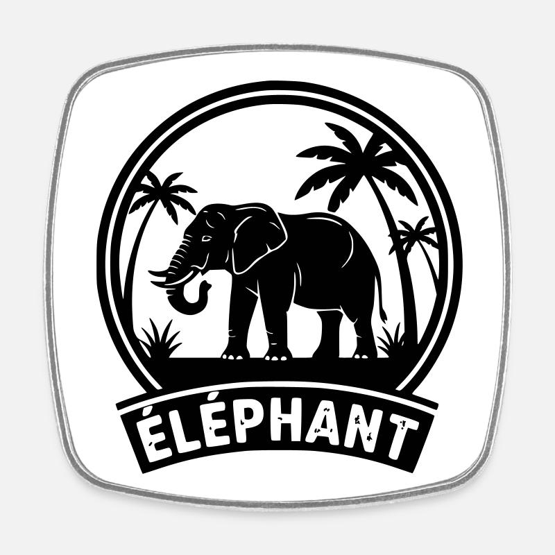 Éléphant  - Magnet carré - blanc