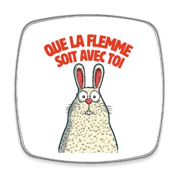 LapinFlemme: Que la flemme soit avec toi - Magnet carré - blanc - Devant
