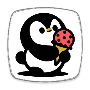 Kleiner Pinguin mit Eis - Square fridge magnet - white - Front