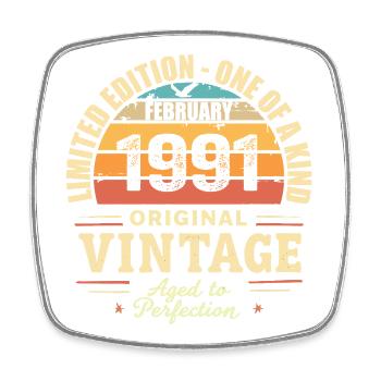 Cadeau d’anniversaire de février 1991 Février 1991 - Magnet carré - blanc - Devant