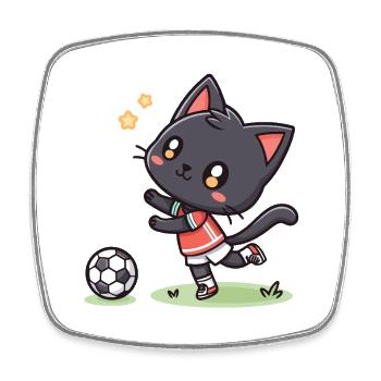 Kitten footballer in action - Square fridge magnet - white - Front