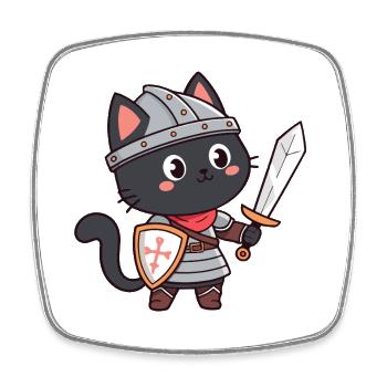 Ritterkatze - Viereckiger Kühlschrankmagnet - Weiß - Vorne