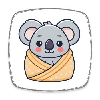 Koala-Pastell-Cozy Cocoon - Viereckiger Kühlschrankmagnet - Weiß - Vorne
