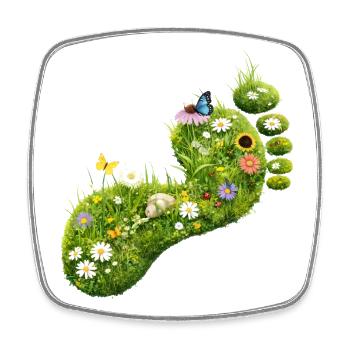 Grüner Fußabdruck aus Blumen und Natur  - Viereckiger Kühlschrankmagnet - Weiß - Vorne