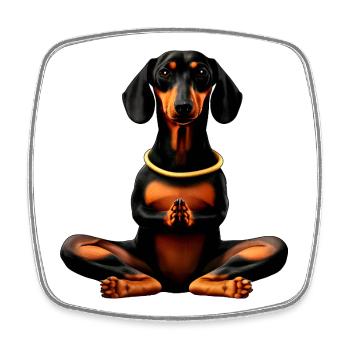 Yoga Dackel - Viereckiger Kühlschrankmagnet - Weiß - Vorne
