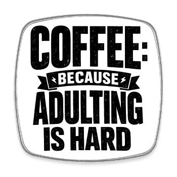 Coffee because Murder is wrong Kaffee retro - Square fridge magnet - white - Front