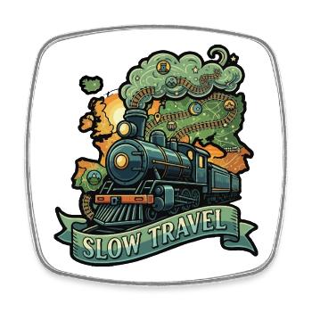 Steam Train Slow Travel - Square fridge magnet - white - Front