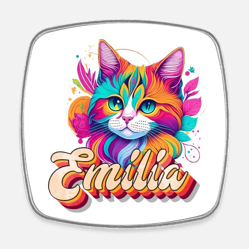 Emilia, maiden name, favorite name - Square fridge magnet - white