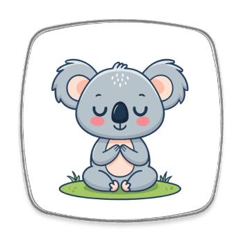 Koala zen en méditation - Magnet carré - blanc - Devant