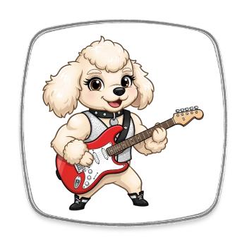 Paw guitarist dog avec guitare électrique - Magnet carré - blanc - Devant