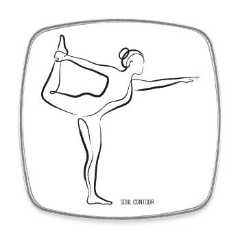 CONTOUR DE L’ÂME - Natarajasana - Magnet carré - blanc - Devant