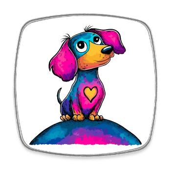 Colorful Heart Dog Pop Art - Square fridge magnet - white - Front