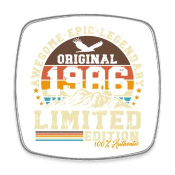 1986 Jahrgang 40. Geburtstag Retro Geschenk - Viereckiger Kühlschrankmagnet - Weiß - Vorne
