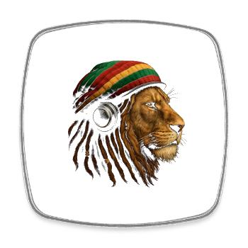 Lion avec un casque rastafari - Magnet carré - blanc - Devant